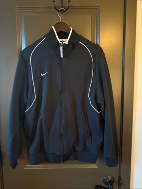 Nike Black Full-Zip Performance Jacket with White Piping